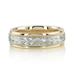 Leaf Design Fancy Carved Wedding Band  thumbnail 10