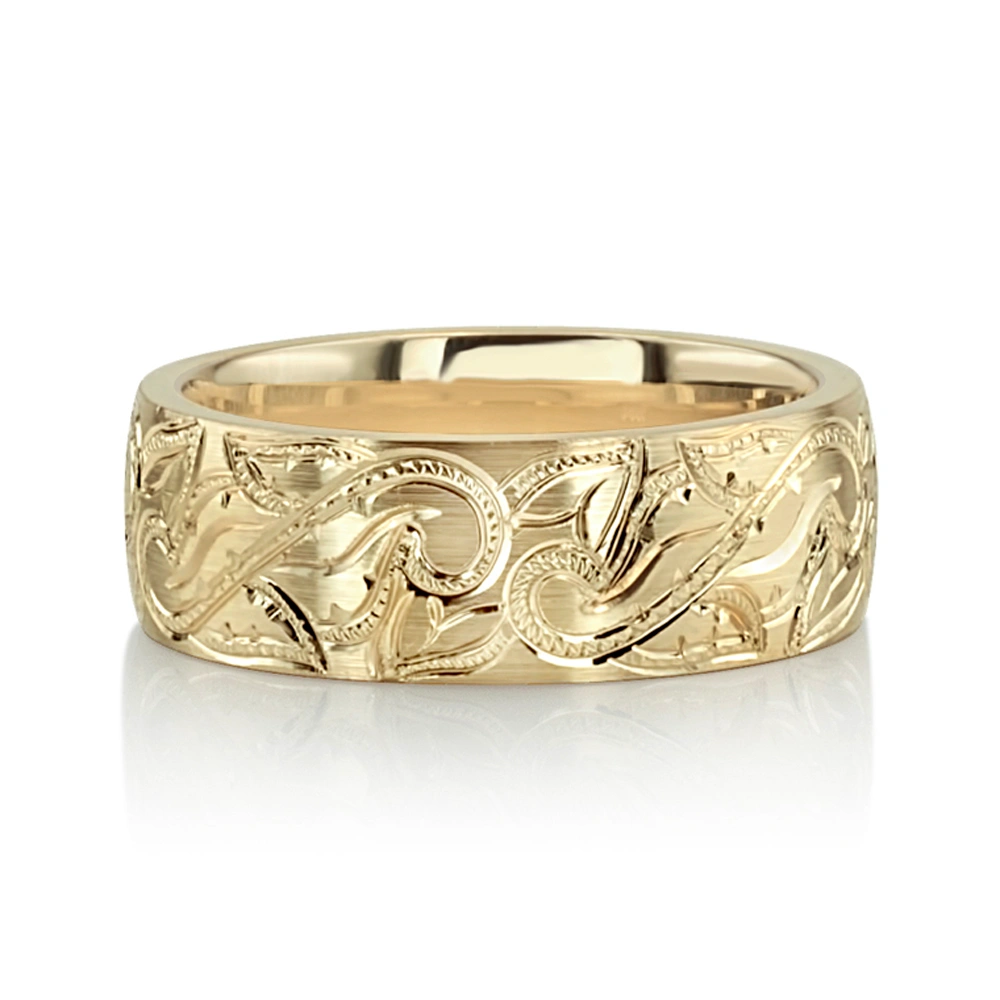 Chic Leaf Design Wedding Band - view 1