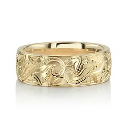 Chic Leaf Design Wedding Band thumbnail 1
