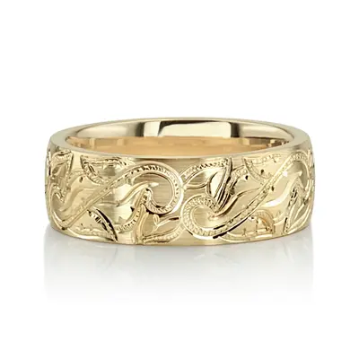 Chic Leaf Design Wedding Band - view 6 of 6