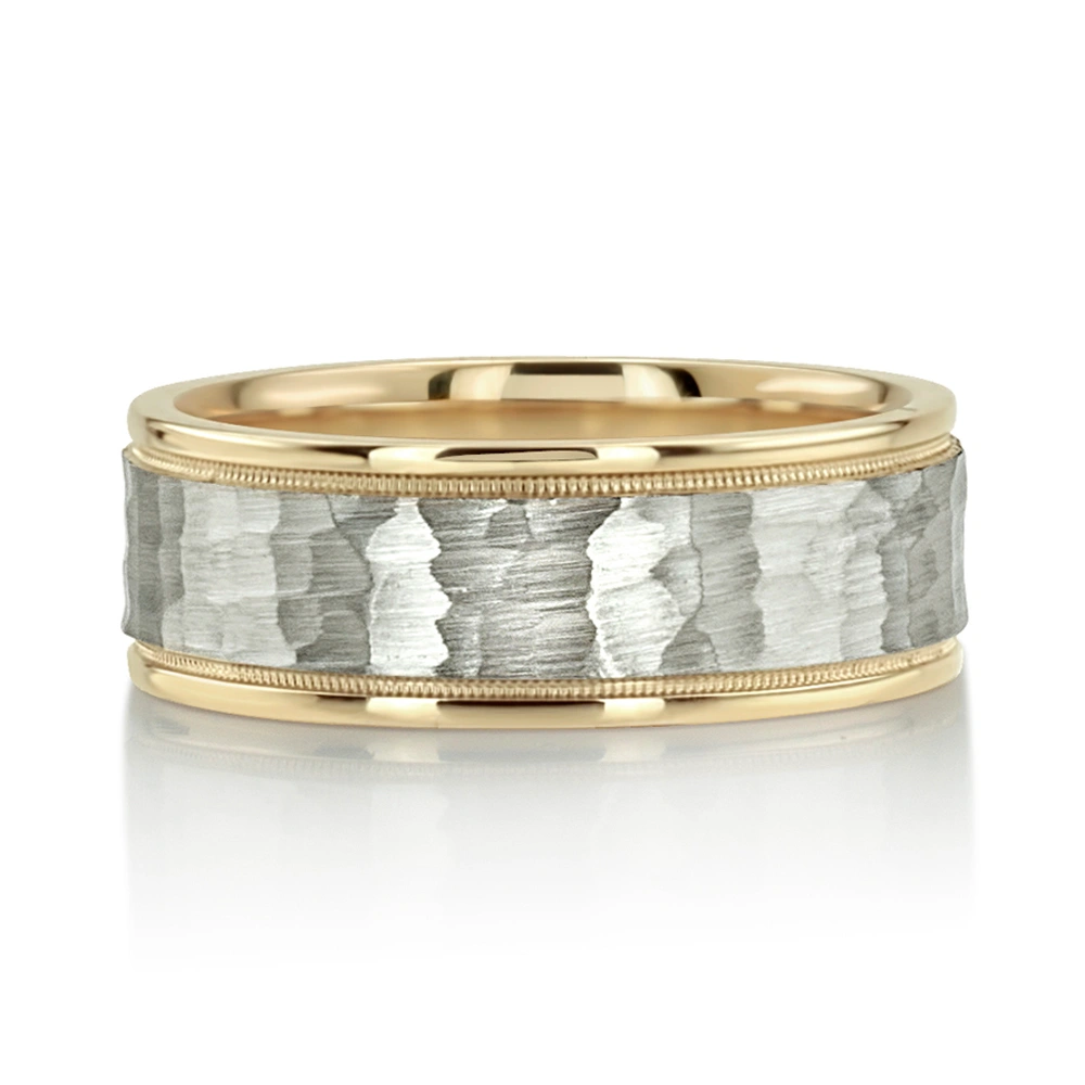 Traditional Hammer Basic Carved Wedding Ring   - view 6