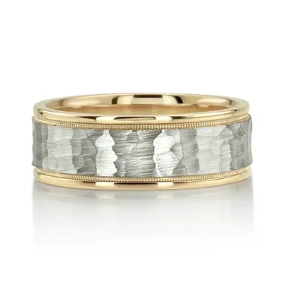 Traditional Hammer Basic Carved Wedding Ring   - view 6 of 6