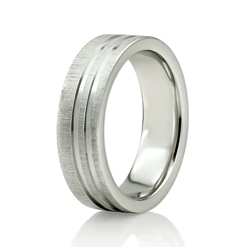 10K white gold 6mm. cross satin two-tone-wedding-band - alternate view 9