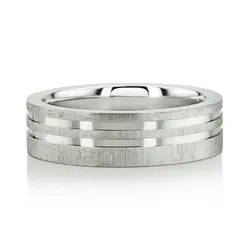 Modern Parallel Cut Two-Tone Wedding Ring  thumbnail 9