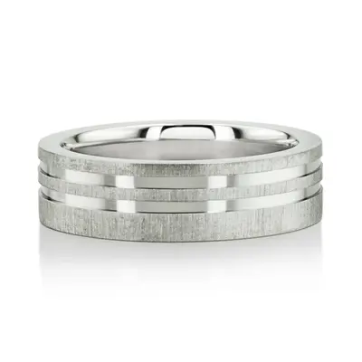 Modern Parallel Cut Two-Tone Wedding Ring  - view 9 of 9