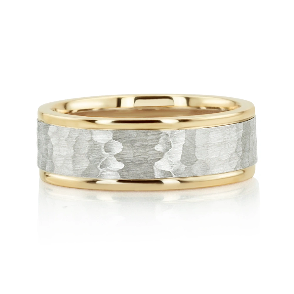 Two-Color Hammered Basic Design Wedding Band  - view 4