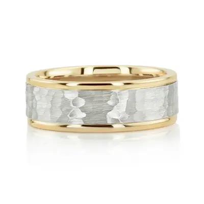 Two-Color Hammered Basic Design Wedding Band  - view 4 of 4