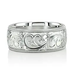 Milgrain Edge Fancy Carved Wedding Ring  thumbnail 8