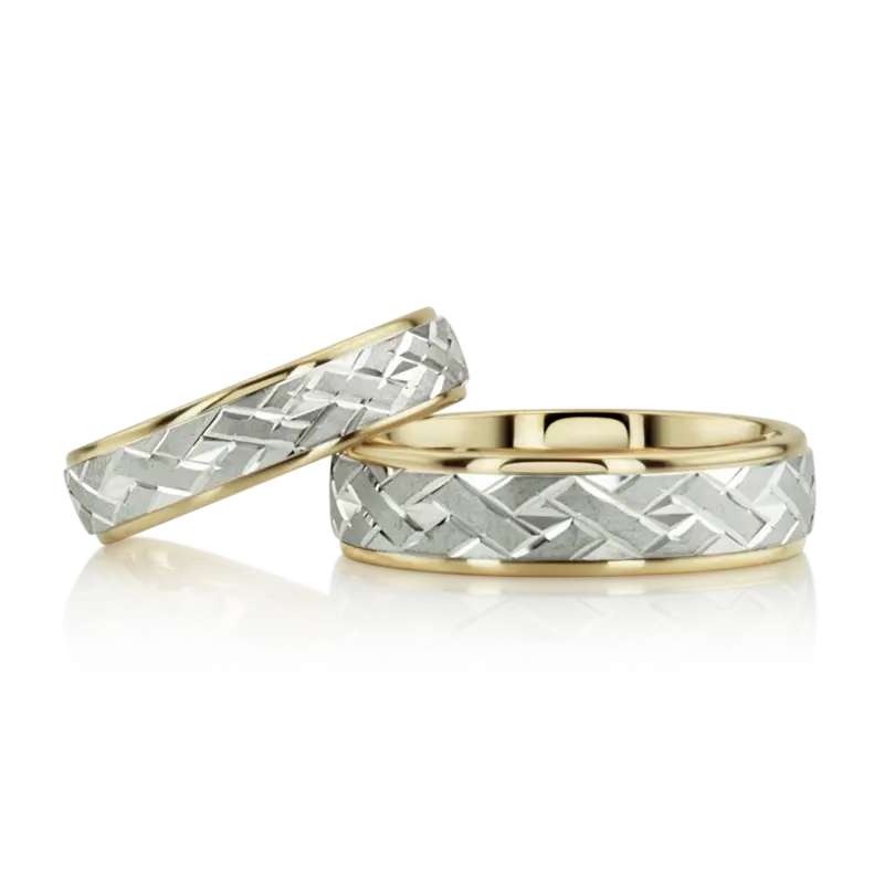 14K Attractive-Angled-Cut-Diamond-Cut-Wedding-Ring-Set - alternate view 5