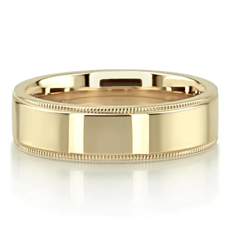 10K yellow gold 6mm. shiny finish Plain-Flat-Milgrain-Comfort-Fit-Wedding-Band - alternate view 3