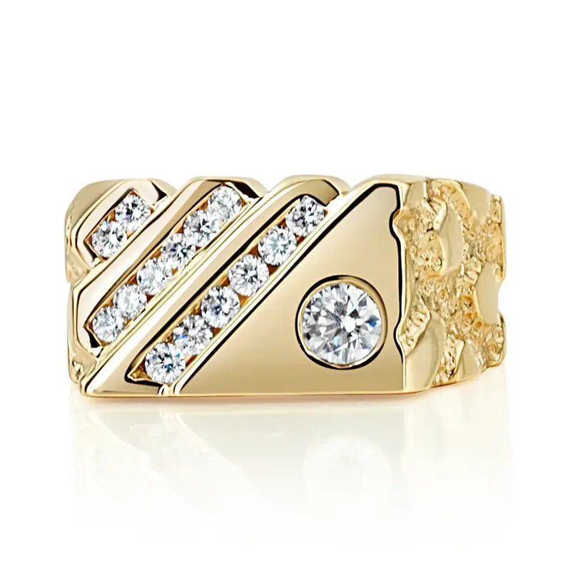 14K white gold 0.63 ct. Round Cut Channel Set Diamond Men's Ring - main view