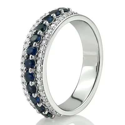 Diamond Cut Sapphire and Brilliant Diamond Anniversary Band (1/2 ct. tw.) - view 3 of 10