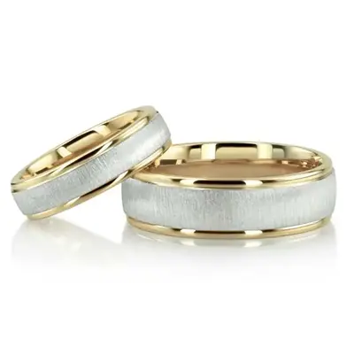 Brushed Basic Designer Wedding Band Set - view 1 of 5