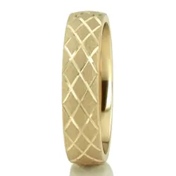 Diagonal Grooved Sandblasted Fancy Carved Wedding Ring  thumbnail 2
