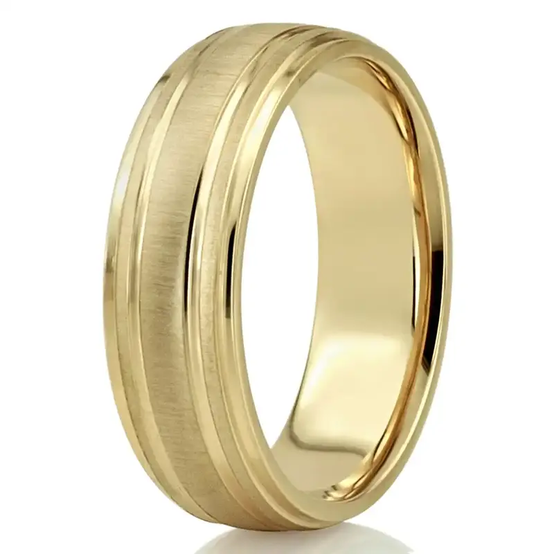18K all yellow gold 7mm. cross satin basic-simple-wedding-bands - alternate view 8
