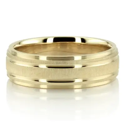 Chic Brushed Basic Carved Wedding Ring - view 1 of 10