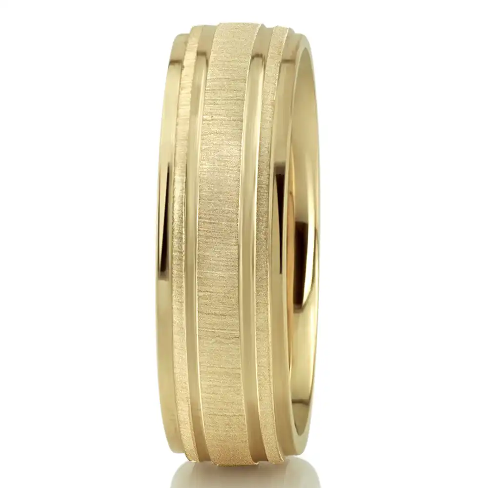 Chic Brushed Basic Carved Wedding Ring - view 6