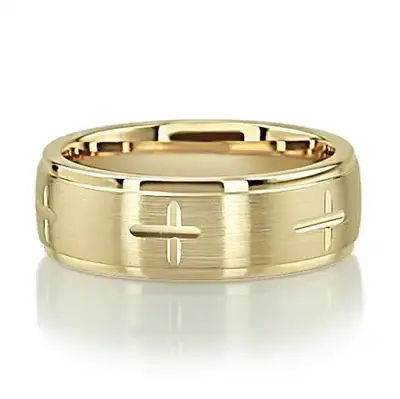 Exquisite Cross Carved Design Wedding Ring  - view 5 of 7