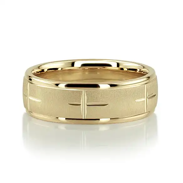 Exquisite Cross Carved Design Wedding Ring  - view 6