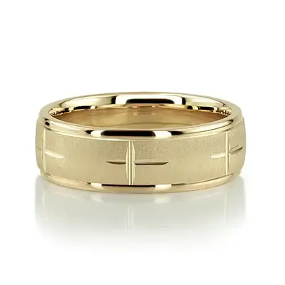 Exquisite Cross Carved Design Wedding Ring  - view 6 of 7