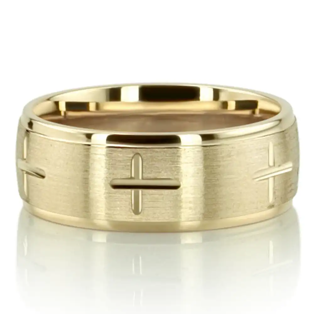 Exquisite Cross Carved Design Wedding Ring  - view 7