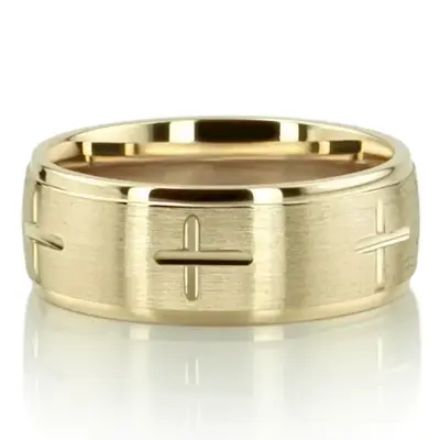 Exquisite Cross Carved Design Wedding Ring  - view 7 of 7