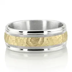Benchmark Two-Toned 8mm Comfort-Fit Hammer Finish Design Band thumbnail 2
