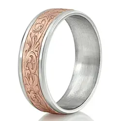 Benchmark 8mm Comfort Fit Victorian Floral Design Band thumbnail 10