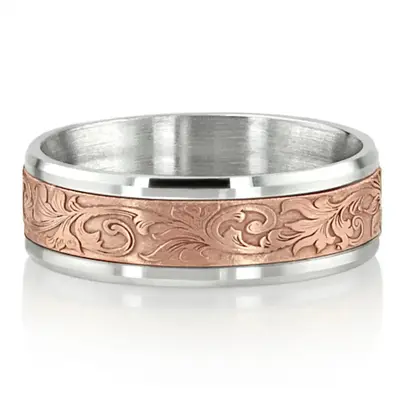 Benchmark 8mm Comfort Fit Victorian Floral Design Band - view 11 of 11