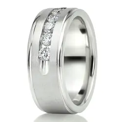 Step Edge Channel Diamond Wedding Ring thumbnail 2