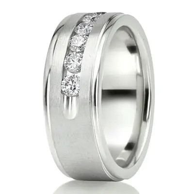 Step Edge Channel Diamond Wedding Ring - view 2 of 5