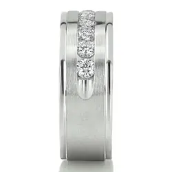 Step Edge Channel Diamond Wedding Ring thumbnail 5