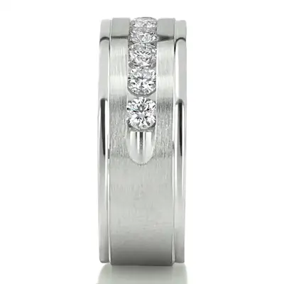 Step Edge Channel Diamond Wedding Ring - view 5 of 5