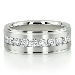 Step Edge Channel Diamond Wedding Ring thumbnail 1