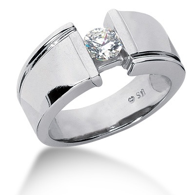 1.00 ct Bar Set Solitaire Diamond Men's Ring - view 1