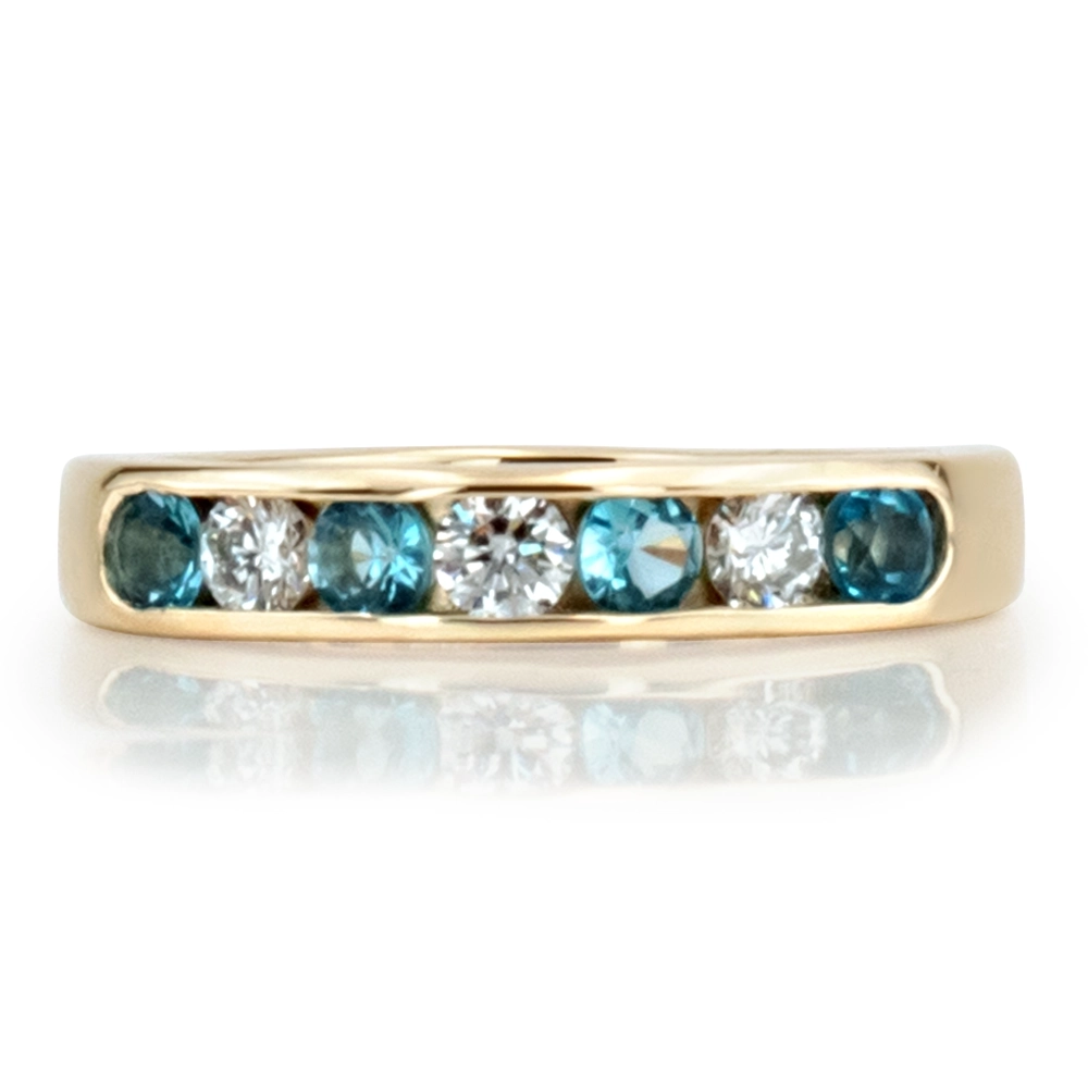 Channel Set Round Topaz & Diamond Anniversary Band - view 1