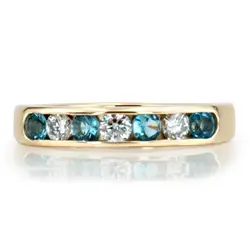 Channel Set Round Topaz & Diamond Anniversary Band thumbnail 1