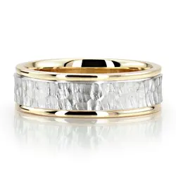 Two-Color Hammered Basic Design Wedding Band  thumbnail 5
