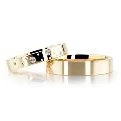 Starstruck Designer Flat Comfort Fit Wedding Band Set thumbnail 1