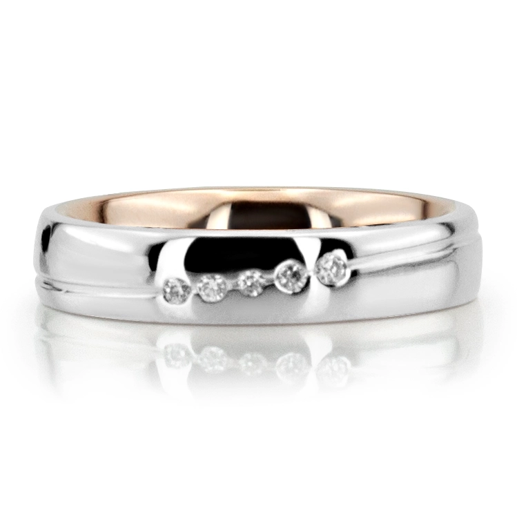 Modern Two Tone Wedding Band Set - view 3