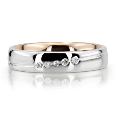 Modern Two Tone Wedding Band Set - view 3 of 6