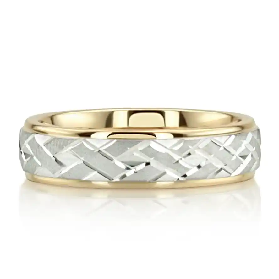 Attractive Angled Cut Diamond Cut Wedding Ring  - view 8