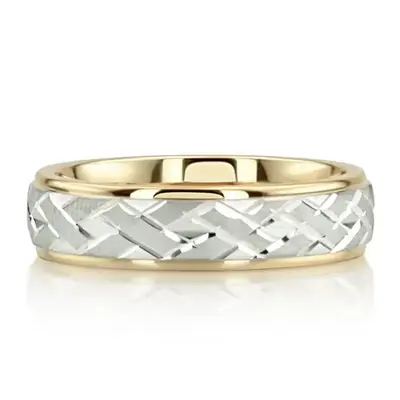 Attractive Angled Cut Diamond Cut Wedding Ring  - view 8 of 8
