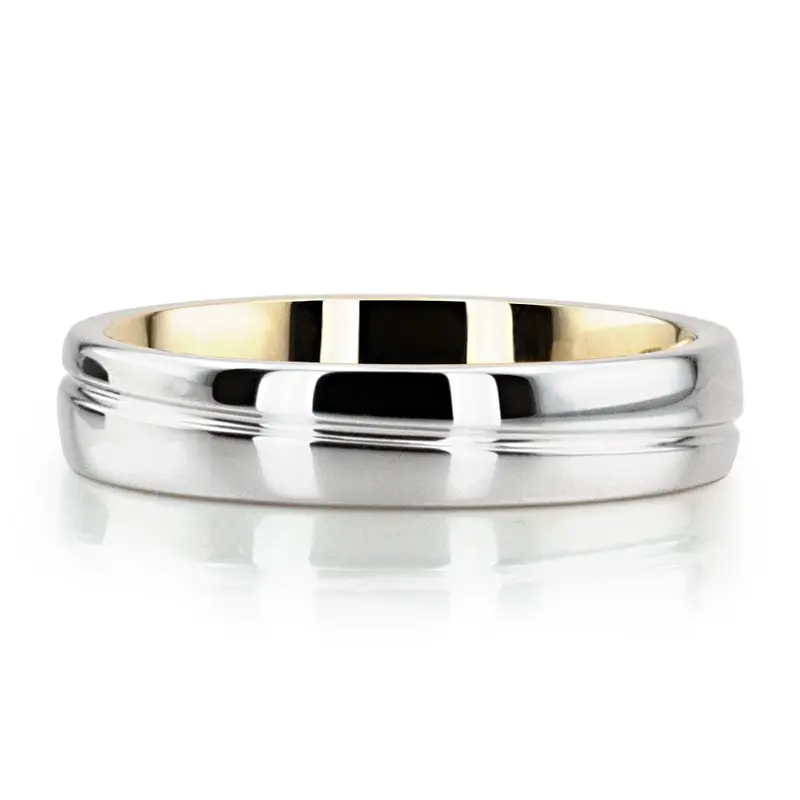 14K same as picture gold 5mm. shiny finish Color-Duo-Contemporary-Wedding-Band - alternate view 5