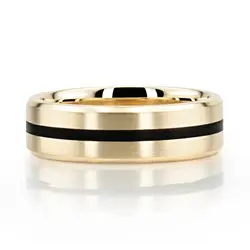 Beveled Edge Black Center Wedding Ring thumbnail 5
