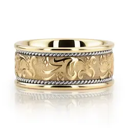 Floral Carved Antique and Braided Wedding Band  thumbnail 10