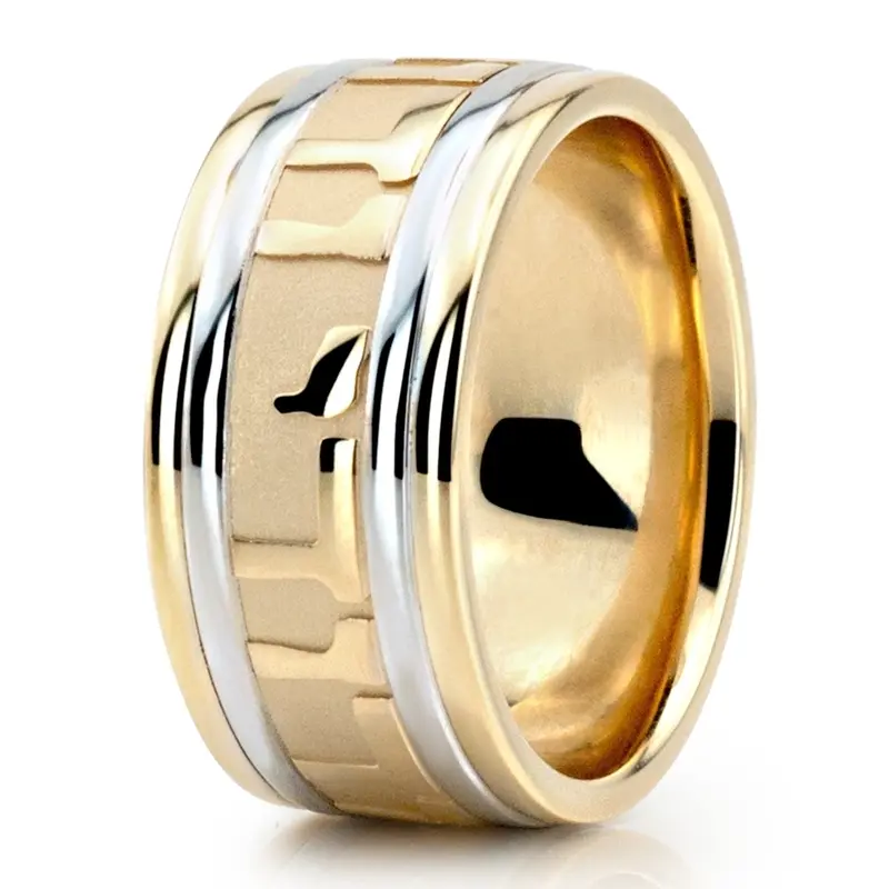 platinum 10mm. shiny finish hand-made-religious-wedding-band - alternate view 8