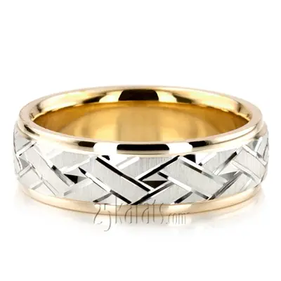Attractive Angled Cut Diamond Cut Wedding Ring  - view 1 of 8