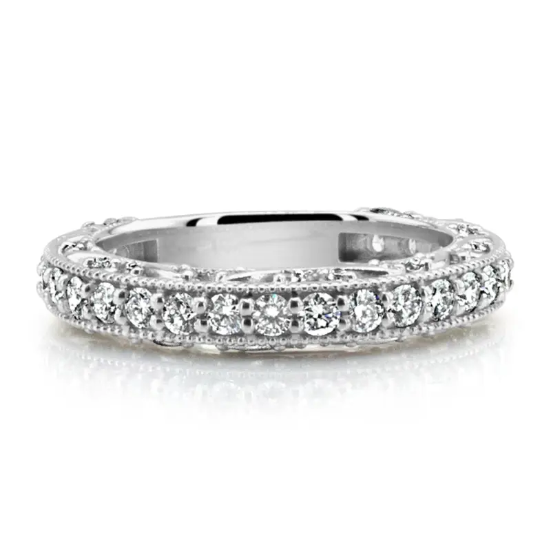 14K white gold Filigree Scroll Work Diamond Anniversary Wedding Band (1.00 ct. tw.) - alternate view 4
