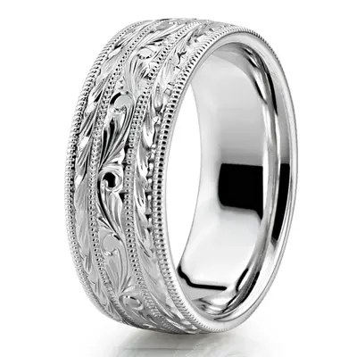 Exquisite Hand Engraved Wedding Ring  - view 9 thumbnail